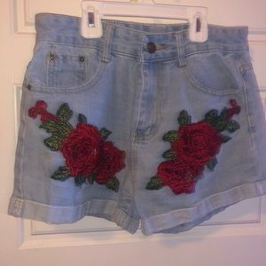 Rose Denim Shorts
